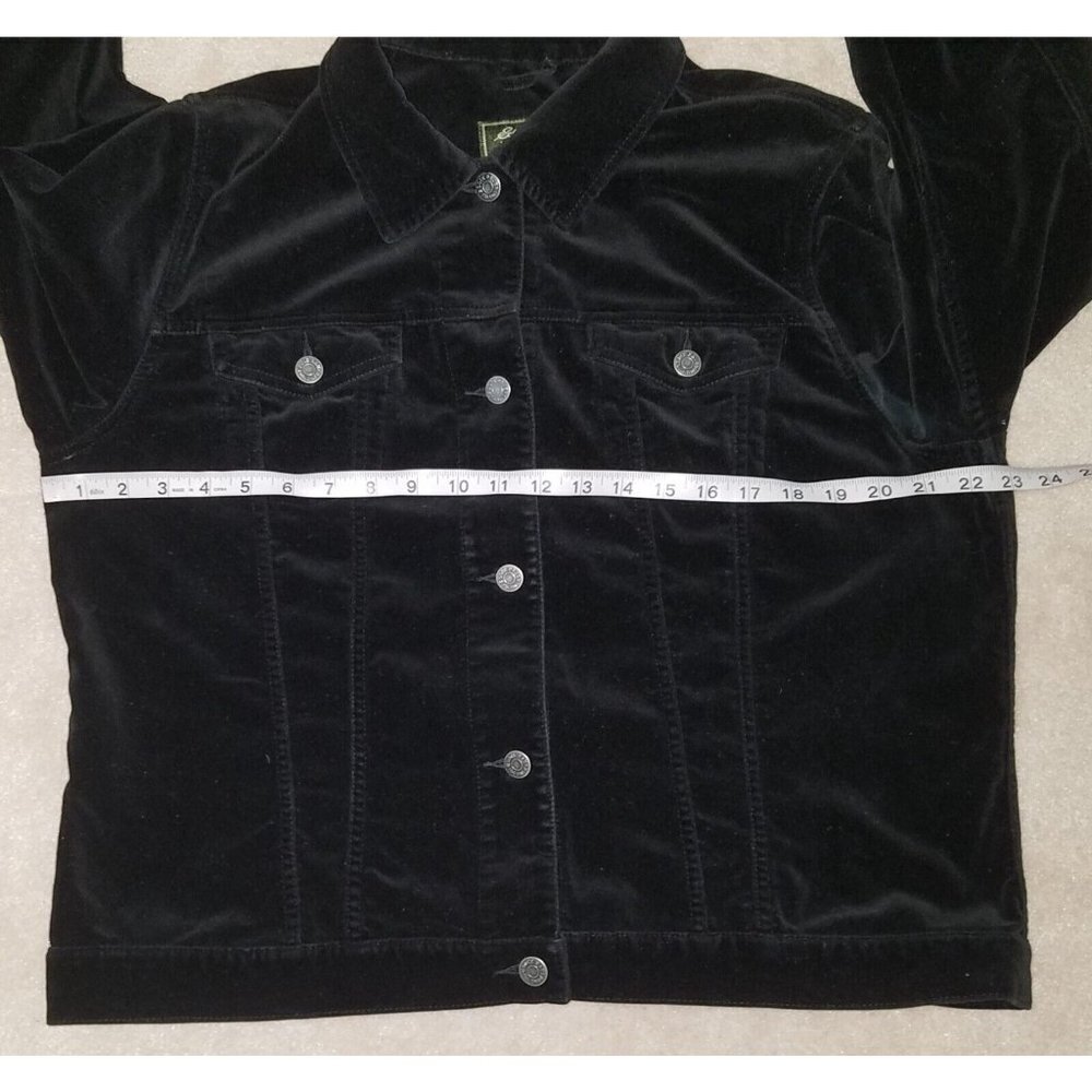 Eddie Bauer Solid Black Button Front Jacket Velve… - image 9